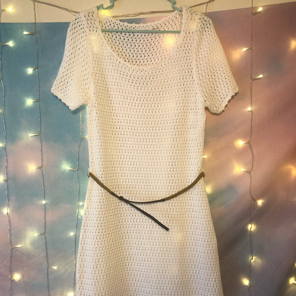 Calvin Klein Knitted Dress with Belt and Slip